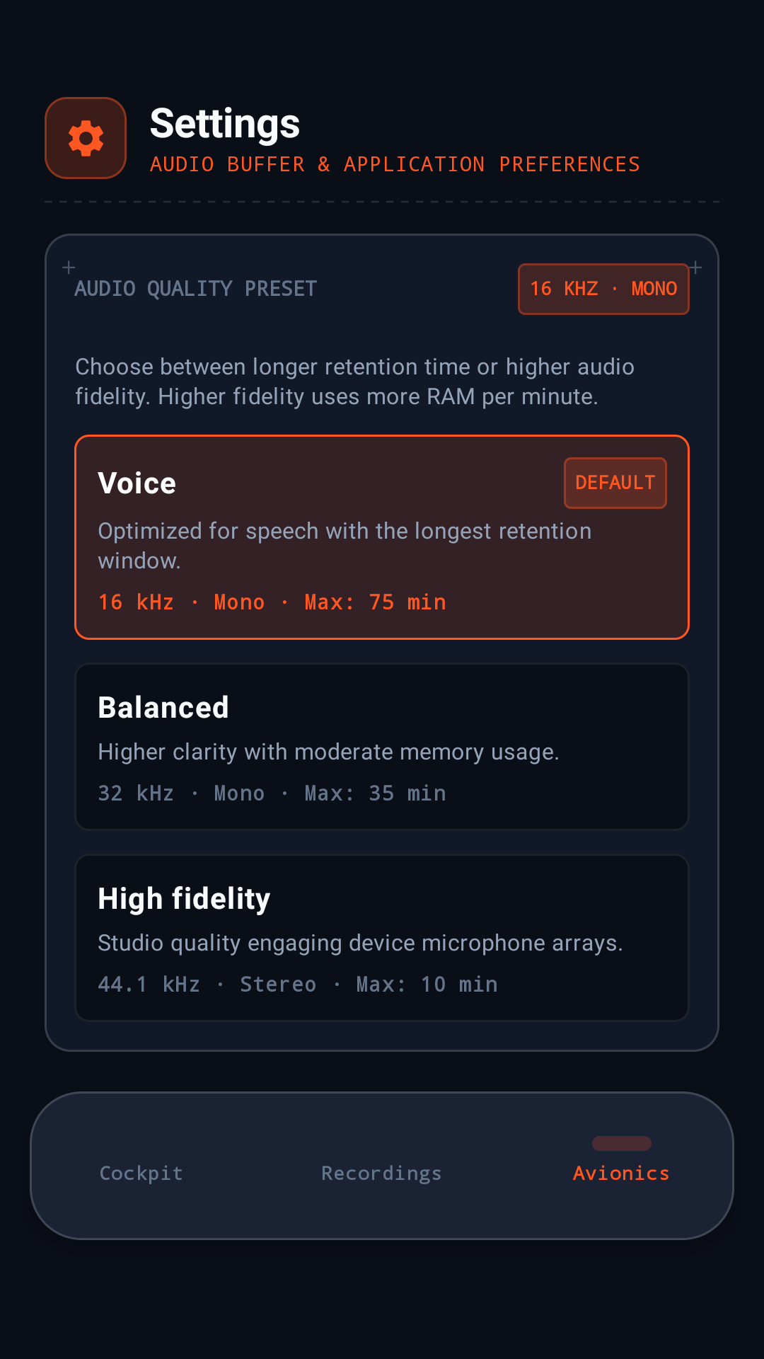Settings Screen